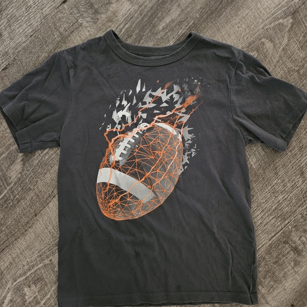 The Children's Place Black Tee with Orange Football Design